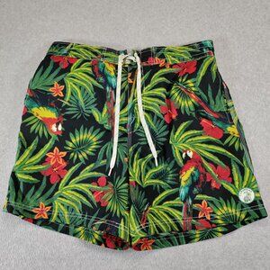 Caribbean Joe Mens XL Parrot Tropical Swim Trunks 5 Inseam